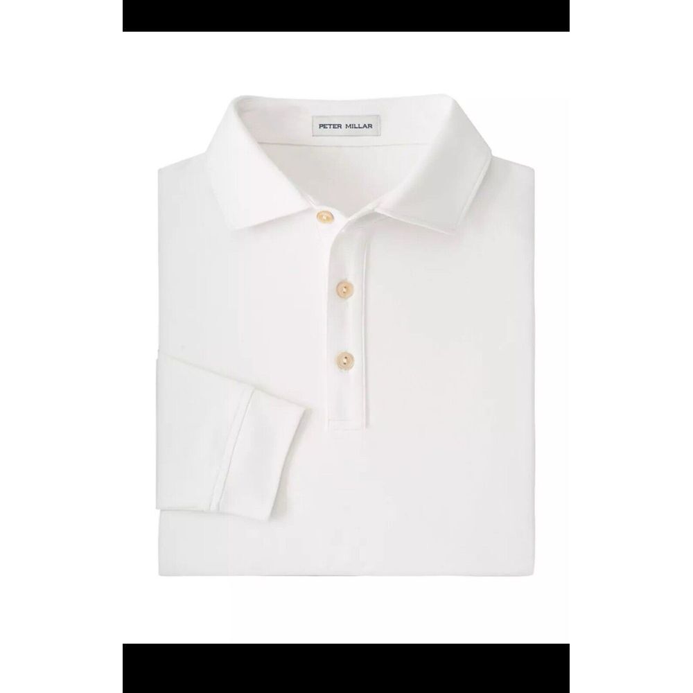 Peter Millar Men's Lyons Performance Jersey Sport White Long-Sleeve‎ Polo Sz XXL